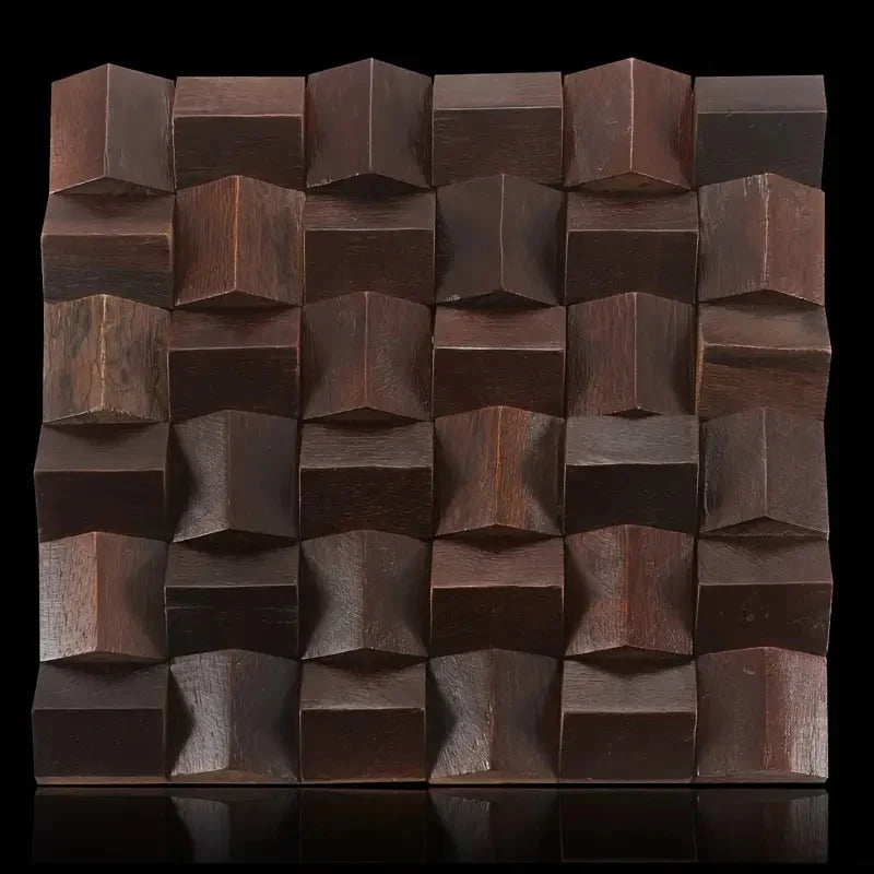 Solid Wood 3D Mosaic Panel Premium ✅(30 x 30 cm)